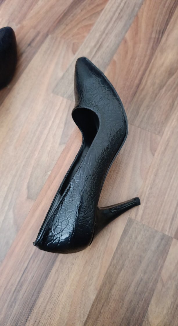 Siyah Yılan Derisi Desenli Stiletto Topuklu - Görsel 5