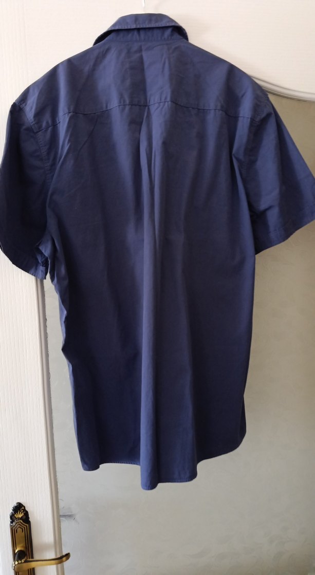 Erkek Lacivert Kısa Kollu Denim Gömlek - Görsel 4