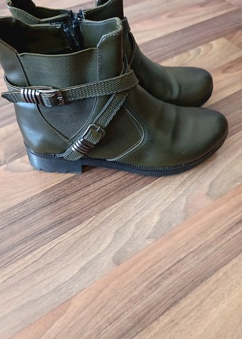 Tokalı Kadın Deri Bot - Koyu Haki - Görsel 2