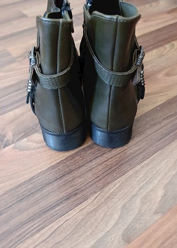 Tokalı Kadın Deri Bot - Koyu Haki - Görsel 3