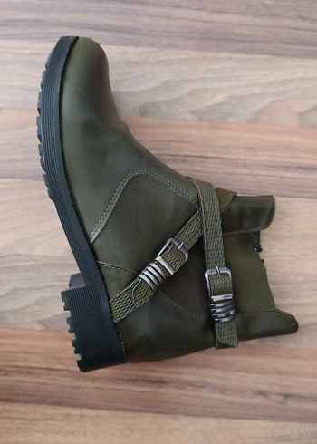 Tokalı Kadın Deri Bot - Koyu Haki - Görsel 6