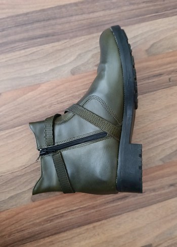 Tokalı Kadın Deri Bot - Koyu Haki - Görsel 7