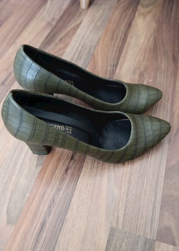 Kadın Haki Yılan Desenli Tokalı Stiletto - Görsel 2