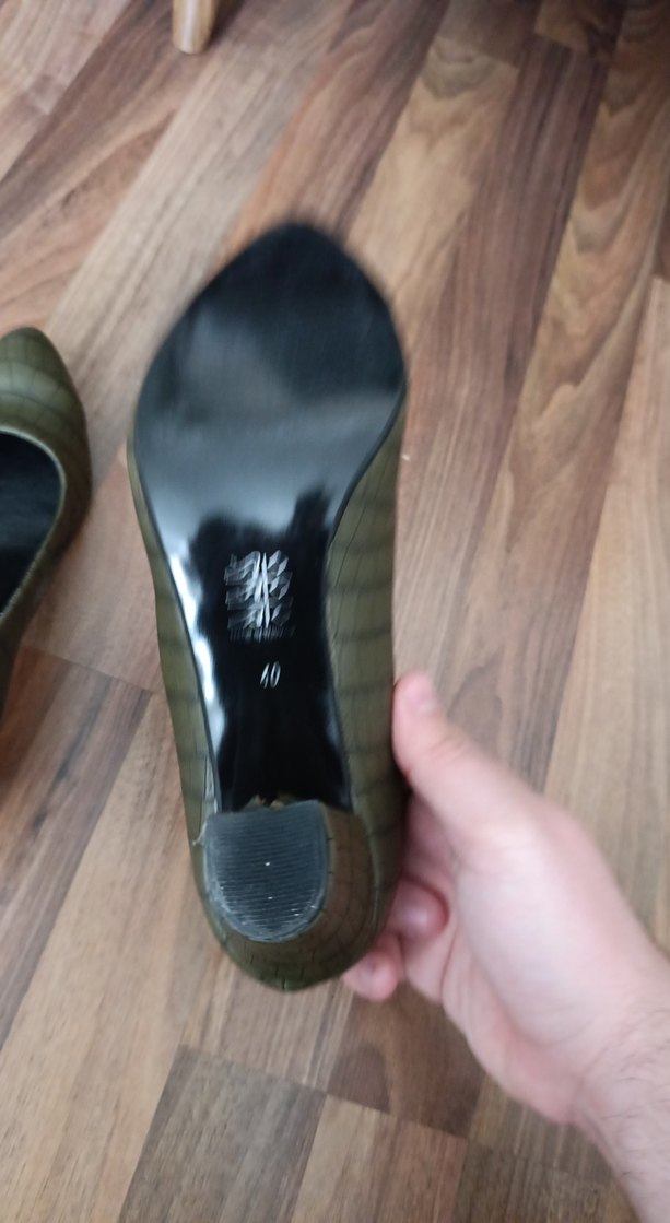 Kadın Haki Yılan Desenli Tokalı Stiletto - Görsel 4