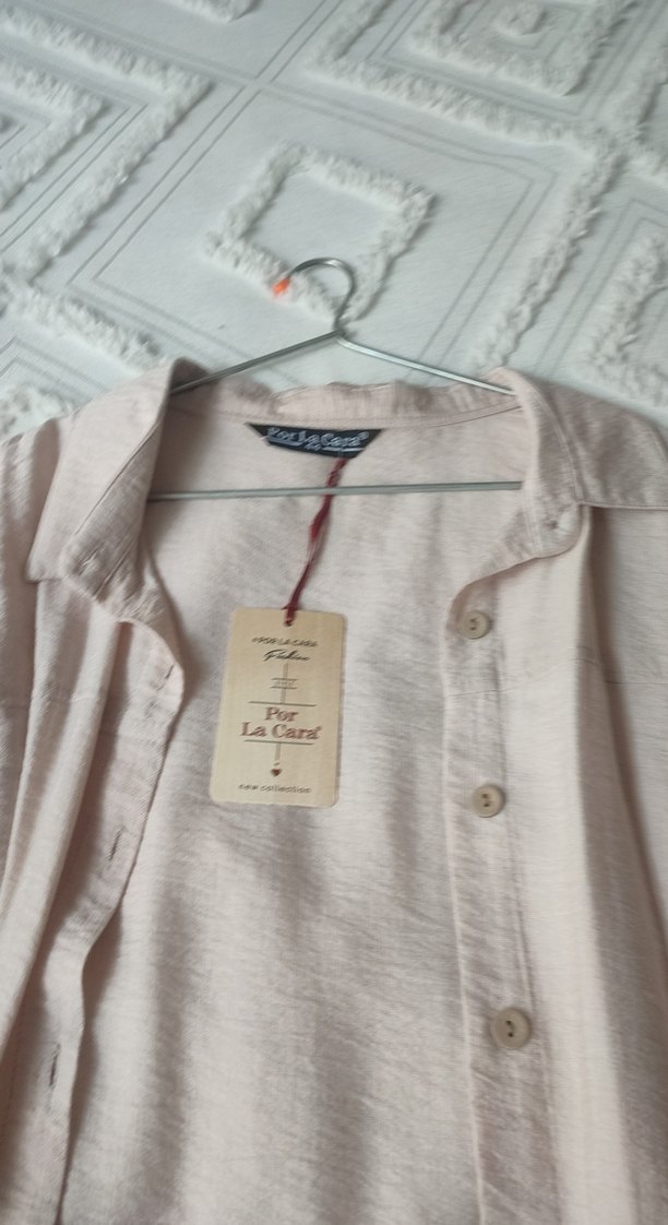 Bej Düğmeli keten tunik - Görsel 2