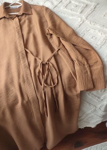 taba Uzun Kollu Keten Tunik - Görsel 3