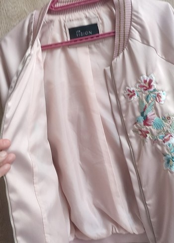 Nakışlı Pembe Mini Kadın Ceket - Görsel 4