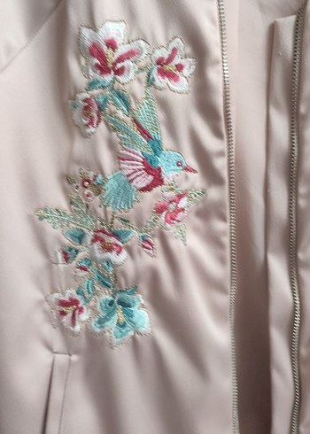 Nakışlı Pembe Mini Kadın Ceket - Görsel 7