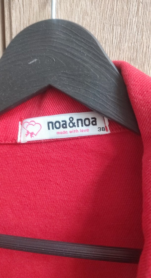 Kadın Kırmızı Düğmeli Mini Kot Ceket - Görsel 2