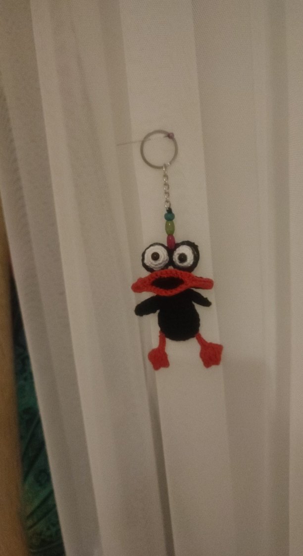 Kırmızı el işi ördek anahtarlık - Görsel 2