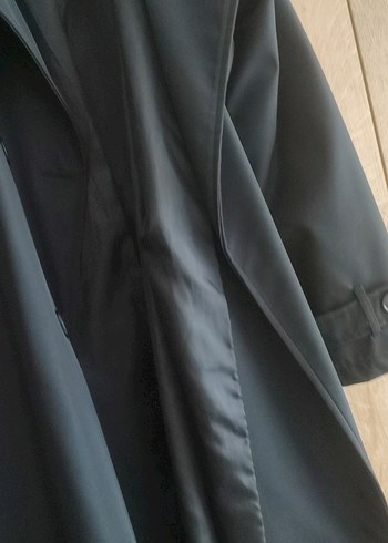 Uzun lacivert Düğmeli trenckot astarlı - Görsel 5