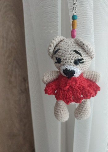 Bohem Tarz Örgü Ayıcık Anahtarlık - Görsel 2