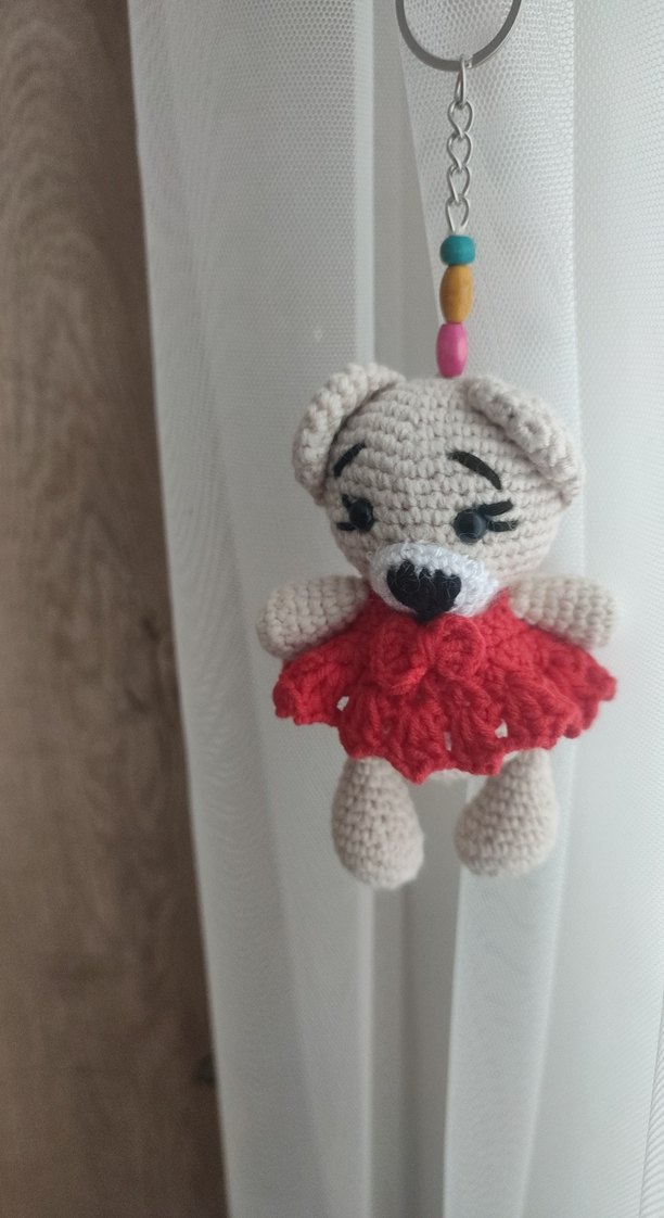 Bohem Tarz Örgü Ayıcık Anahtarlık - Görsel 2