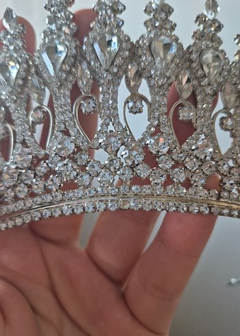 Parlak Taşlı Beyaz Gelin Tacı - Görsel 5