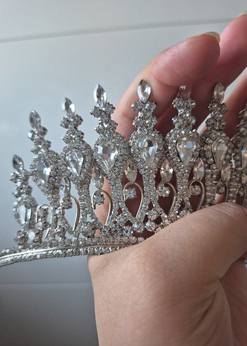 Parlak Taşlı Beyaz Gelin Tacı - Görsel 7