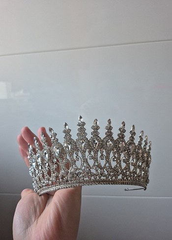 Parlak Taşlı Beyaz Gelin Tacı - Görsel 6