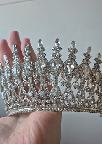 Parlak Taşlı Beyaz Gelin Tacı - Görsel 8