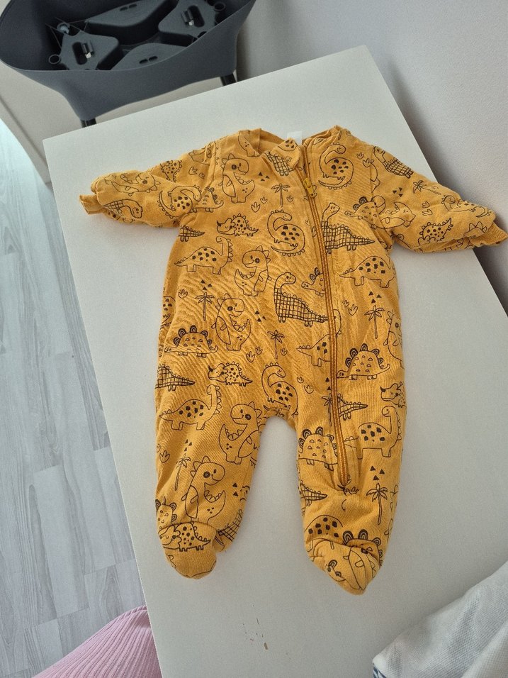 Sarı Desenli Fermuarlı Bebek Tulumu - Görsel 2