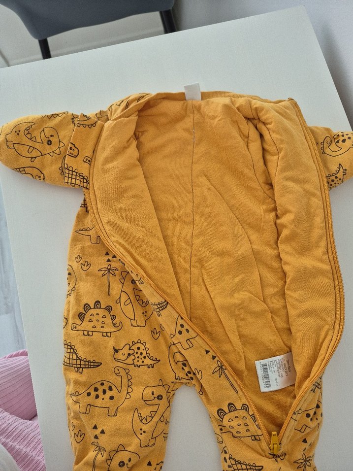 Sarı Desenli Fermuarlı Bebek Tulumu - Görsel 4