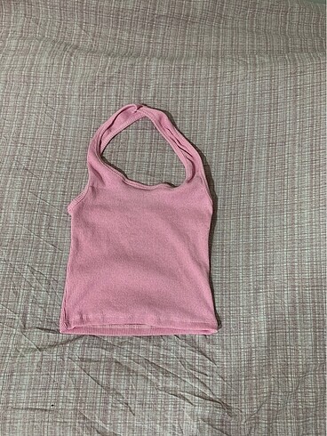 Pembe sırt dekolteli crop