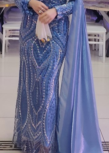 Taşlı Uzun Abiye Elbise - Görsel 5