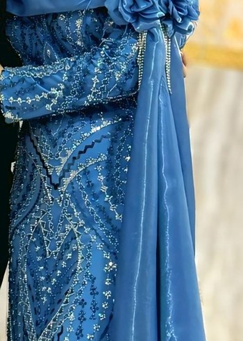 Taşlı Uzun Abiye Elbise - Görsel 4