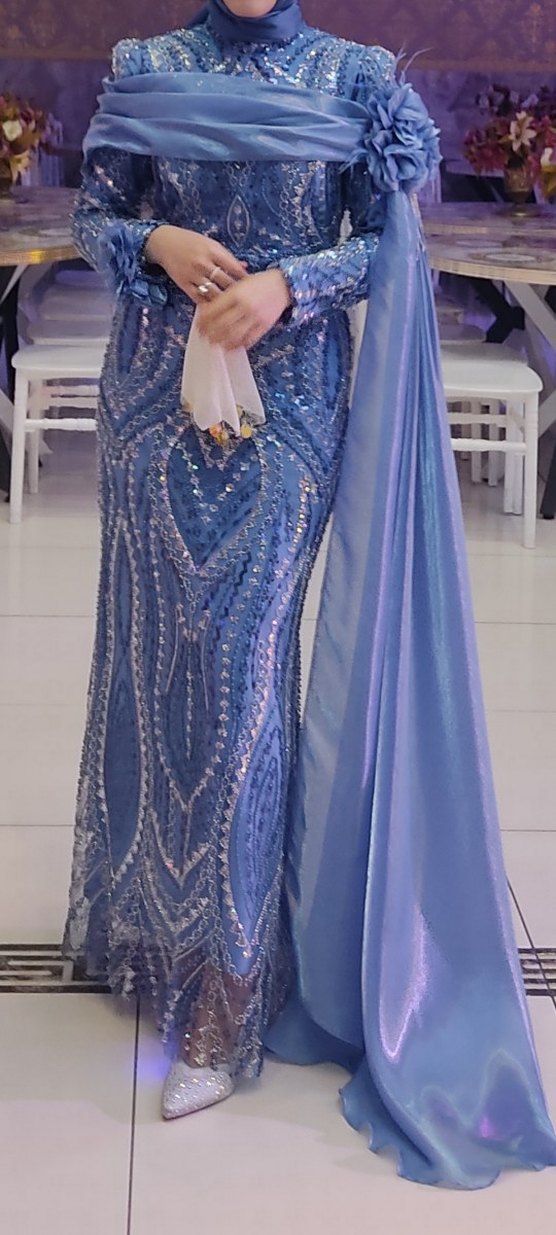 Taşlı Uzun Abiye Elbise - Görsel 5