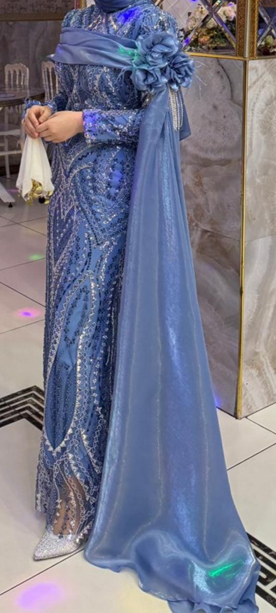 Taşlı Uzun Abiye Elbise - Görsel 3