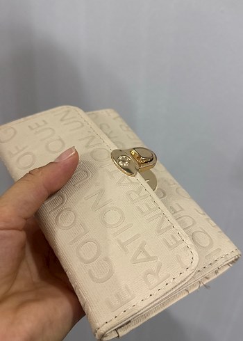 Beden ten rengi Renk Bej Deri Kadın Clutch Cüzdan