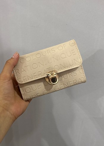Bej Deri Kadın Clutch Cüzdan
