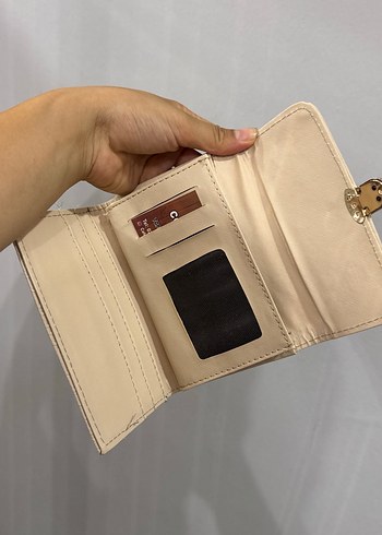 2K Bej Deri Kadın Clutch Cüzdan