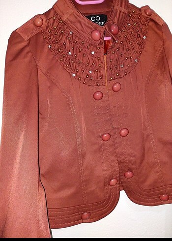 Ahsen Düğmeli Vintage Kahverengi Kadın Midi ceket