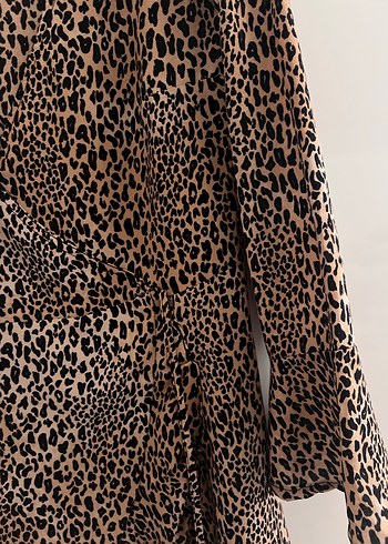 Zara Leopar Desenli Mini Elbise