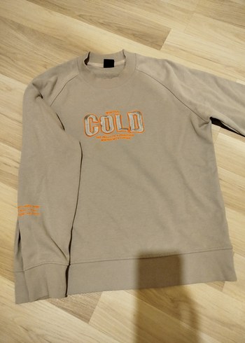 Gri Baskılı Uzun Kollu erkek Sweatshirt
