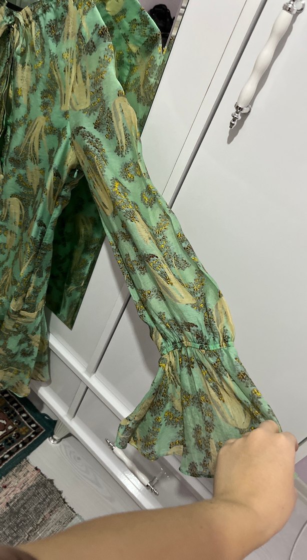 Uzun Yeşil Bohem Elbise - Görsel 2