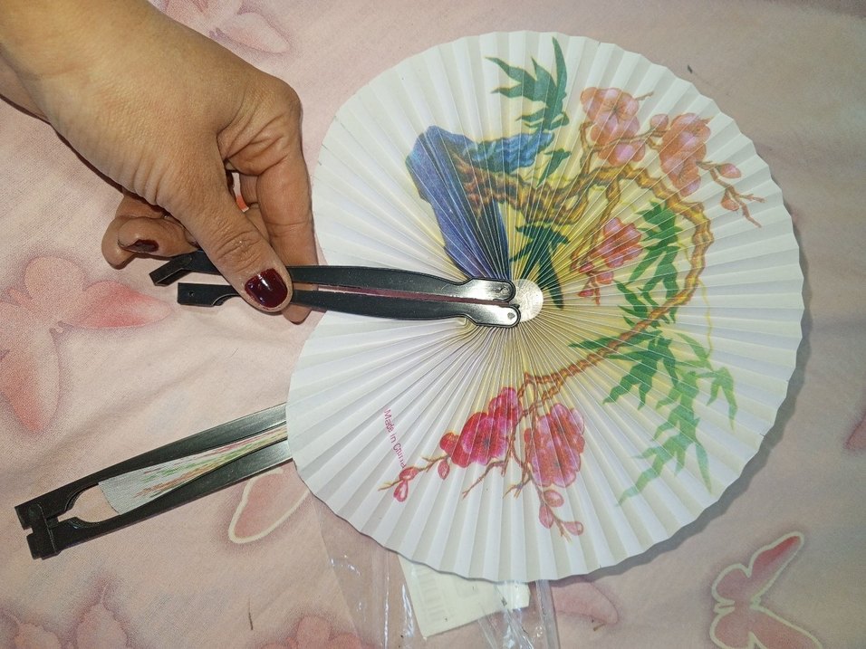 Çiçek Desenli Katlanabilir Yelpaze - Görsel 2