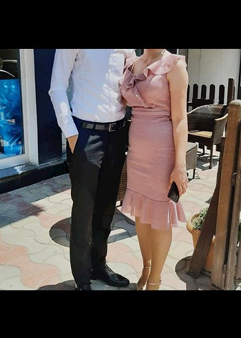 Pudra Mini Abiye Elbise - Görsel 3