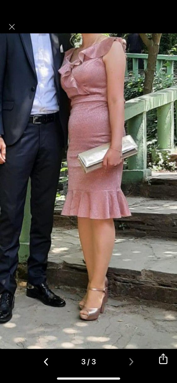 Pudra Mini Abiye Elbise - Görsel 2