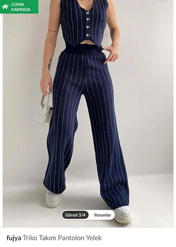 Fujya Kadın Triko Takım Pantolon Yelek - Görsel 3