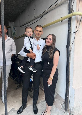 Siyah Drapeli V Yaka Kadın Kalem Elbise - Görsel 5