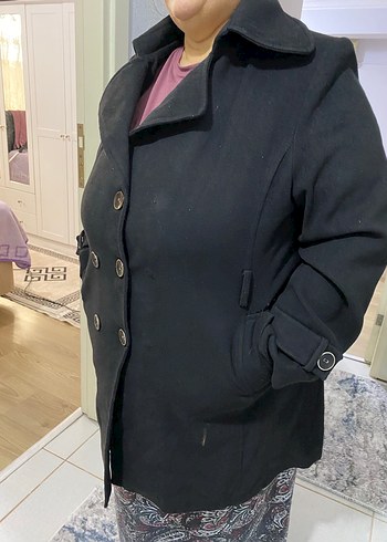 Siyah Çift Düğmeli Kaban - Görsel 5