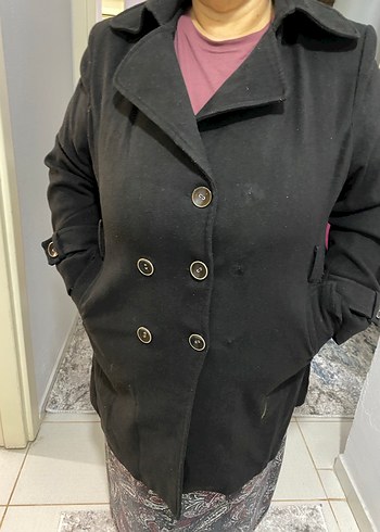 Siyah Çift Düğmeli Kaban - Görsel 3