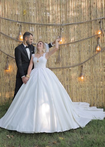 Beyaz Prenses Gelinlik, Straplez, Uzun