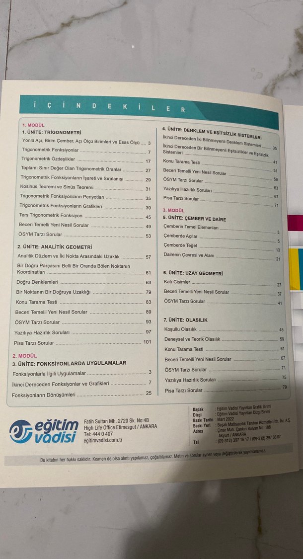 MSB 11. Sınıf Matematik Soru Bankası - Görsel 2