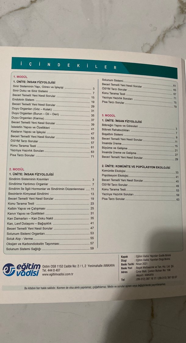 MSB 11. Sınıf Biyoloji Modüler Soru Bankası - Görsel 2