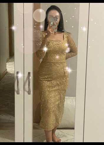 GOLD RENK ABİYE ELBİSE 