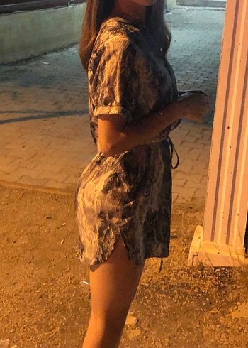 Yılan Desenli kısa Elbise - Görsel 4