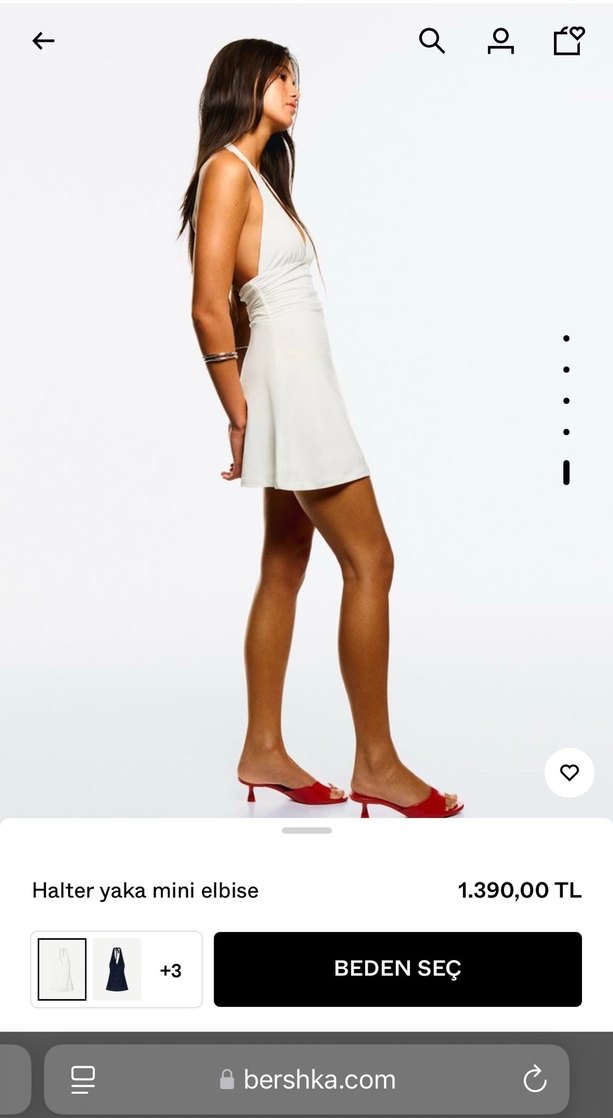 Halter yaka mini elbise - Görsel 3
