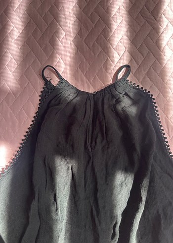 Siyah kolsuz crop/Bluz - Görsel 4