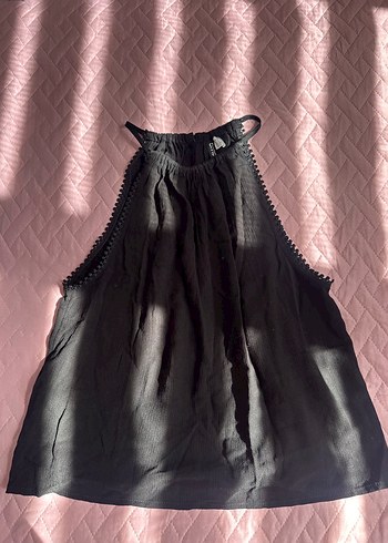 Siyah kolsuz crop/Bluz - Görsel 3